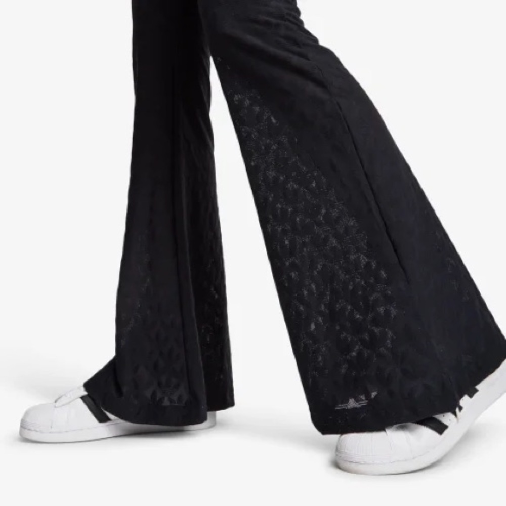 Adidas Black fashion monogram lace Flare Pants size small - Picture 3 of 6